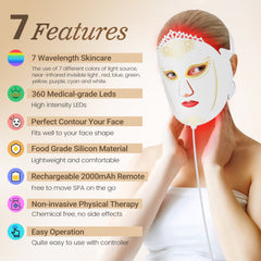 ZJZK Red Light Therapy Face Mask, Colorful Silicone Phototherapy for Facial Care