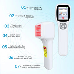 2500mW Touchscreen Cold Laser Device Physical Therapy for Pain Relief Human and Animals