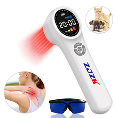 Cold laser therapy device for pain relief - full view of portable cold laser machine with 650nm 808nm & 980nm wavelengths
