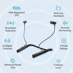 Hanging Hearing Aids for Seniors: 32-channel Digital, 7 Volumes Control for Noise Cancellation