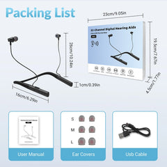 Hanging Hearing Aids for Seniors: 32-channel Digital, 7 Volumes Control for Noise Cancellation