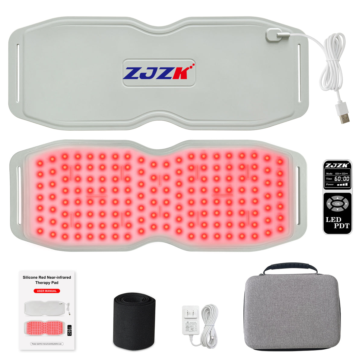 ZJZK Red Light Therapy Belt for Body Pain Relief, Silicone Red Light Panel with 660nm 850nm 940nm for Joint, Muscle, Waist, and Back, Deep Therapy Pad for Home Use, Perfect Gift for Parents, Family, Friends, and Partners