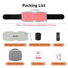 ZJZK Red Light Therapy Belt for Body Pain Relief, Silicone Red Light Panel with 660nm 850nm 940nm for Joint, Muscle, Waist, and Back, Deep Therapy Pad for Home Use, Perfect Gift for Parents, Family, Friends, and Partners