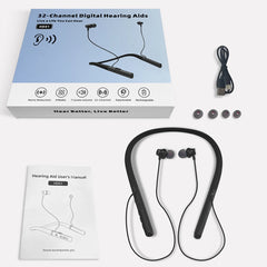 Hanging Hearing Aids for Seniors: 32-channel Digital, 7 Volumes Control for Noise Cancellation